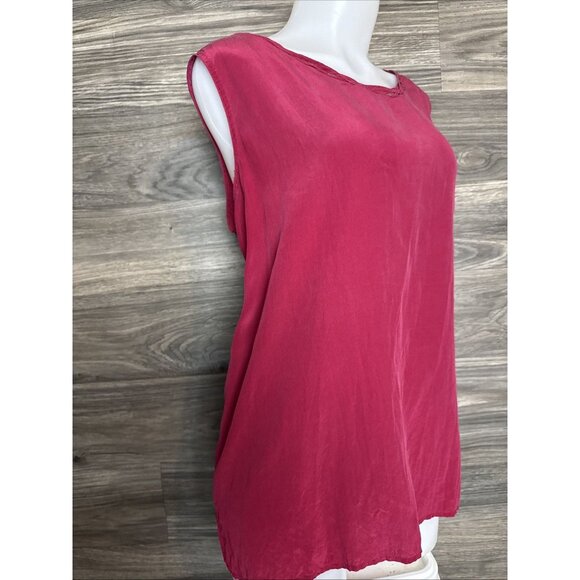 Women’s Pink 100% Silk Sleeveless Top Braided Neckline XL - Picture 2 of 8